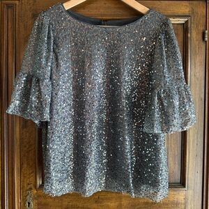 Anthropologie Silver Sequin Blouse